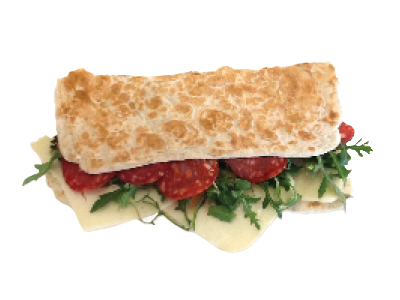 Piadina Millevoglie 6 Piadina Millevoglie, piada salame piccante, pecorino, rucola